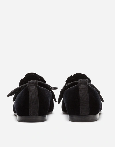 Shop Dolce & Gabbana Velvet Slipper With Bow In Black