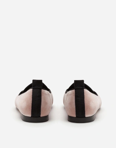 Shop Dolce & Gabbana Velvet Devotion Slippers In Pale Pink/black