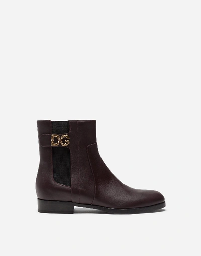 Shop Dolce & Gabbana Calfskin Nappa Chelsea Boots With Dg Logo