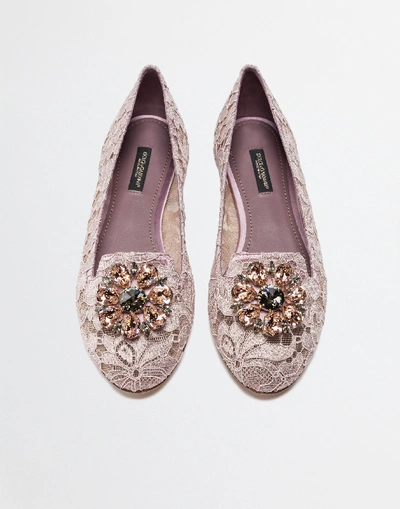 Shop Dolce & Gabbana Slipper In Taormina Lace With Crystals