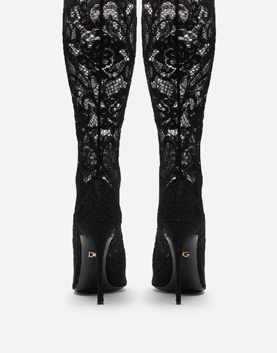 Shop Dolce & Gabbana Stretch Lace And Gros Grain Boots