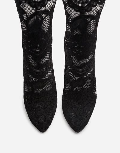 Shop Dolce & Gabbana Stretch Lace And Gros Grain Boots