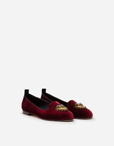 Shop Dolce & Gabbana Velvet Devotion Slippers In Red/black