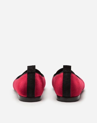 Shop Dolce & Gabbana Velvet Devotion Slippers In Red/black