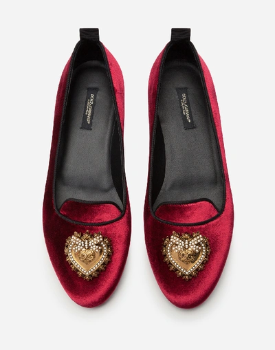Shop Dolce & Gabbana Velvet Devotion Slippers In Red/black