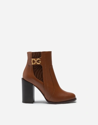 Shop Dolce & Gabbana Calfskin Nappa Ankle Boots With Dg Logo