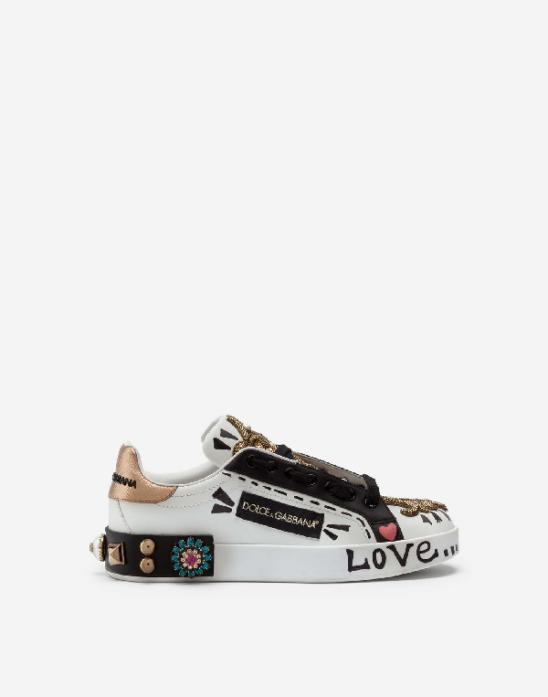 printed calfskin portofino sneakers