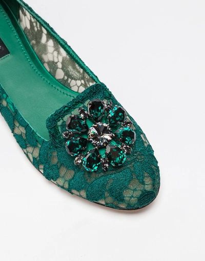 Shop Dolce & Gabbana Slipper In Taormina Lace With Crystals