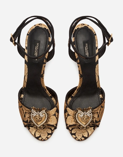 Shop Dolce & Gabbana Jacquard Lurex Devotion Sandals