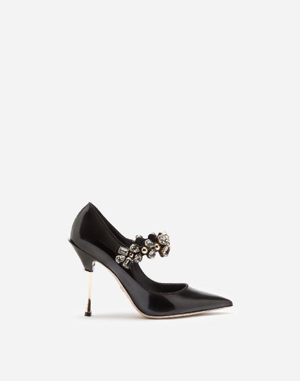 black patent leather mary jane heels