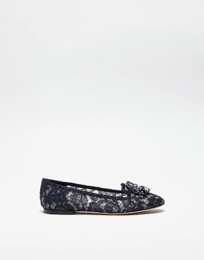 Shop Dolce & Gabbana Slipper In Taormina Lace With Crystals