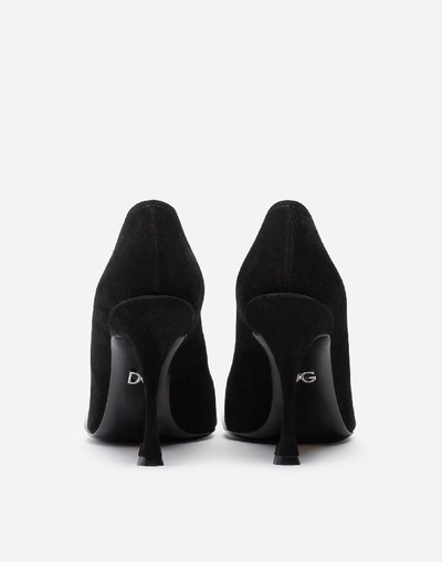 Shop Dolce & Gabbana Split-grain Leather Pumps With Dg Amore Logo In Black
