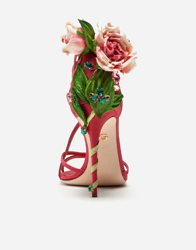 Shop Dolce & Gabbana Satin Sandals With Embroidery In Red