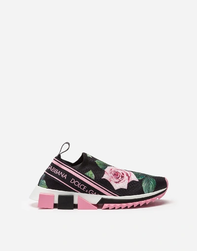 Shop Dolce & Gabbana Tropical Rose Print Stretch Mesh Sorrento Sneakers In Floral Print