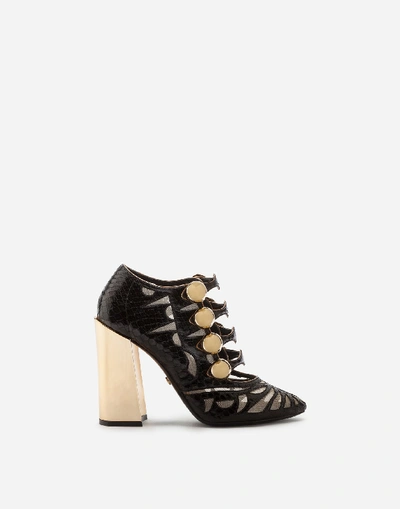 Shop Dolce & Gabbana Python And Mesh Mary Jane In Black