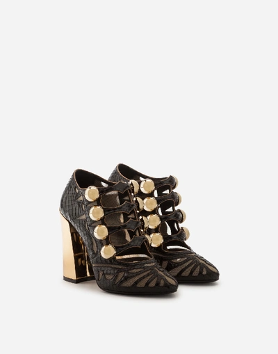 Shop Dolce & Gabbana Python And Mesh Mary Jane In Black