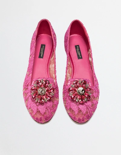 Shop Dolce & Gabbana Slipper In Taormina Lace With Crystals