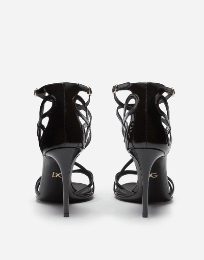 Shop Dolce & Gabbana Polished Calfskin Sandals In Black