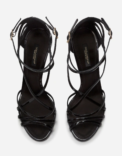 Shop Dolce & Gabbana Polished Calfskin Sandals In Black