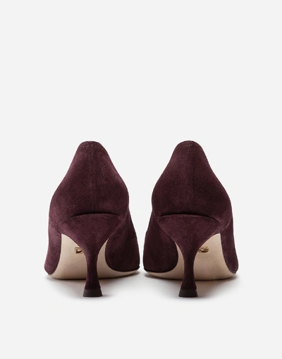 Shop Dolce & Gabbana Split-grain Leather Pumps With Dg Amore Logo In Purple