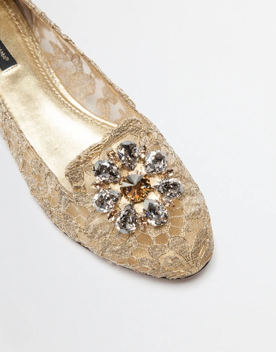 Shop Dolce & Gabbana Slipper In Taormina Lurex Lace With Crystals