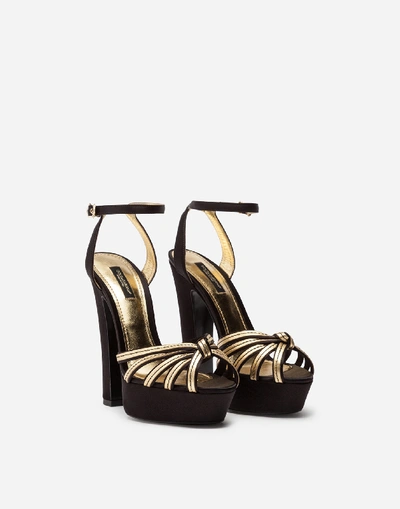 Shop Dolce & Gabbana Satin And Mordoré Platform Sandals In Black/gold