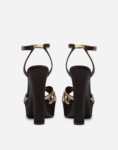 Shop Dolce & Gabbana Satin And Mordoré Platform Sandals In Black/gold