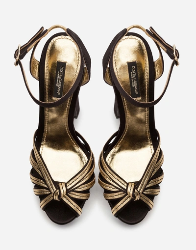 Shop Dolce & Gabbana Satin And Mordoré Platform Sandals In Black/gold
