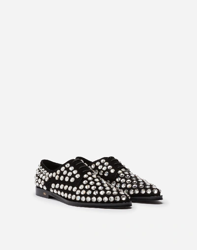 Shop Dolce & Gabbana Suede Derby With Rhinestones