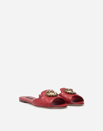 Shop Dolce & Gabbana Matelassé Nappa Leather Devotion Sliders