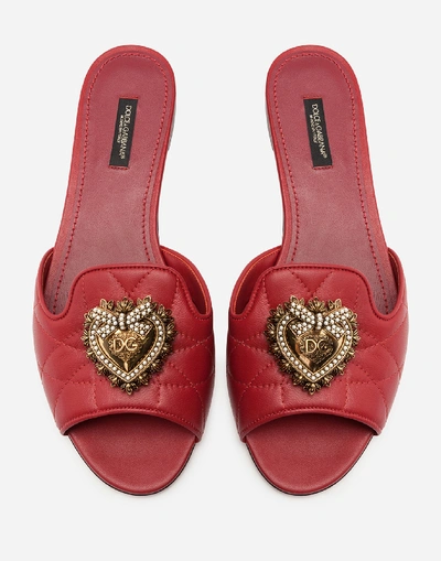 Shop Dolce & Gabbana Matelassé Nappa Leather Devotion Sliders