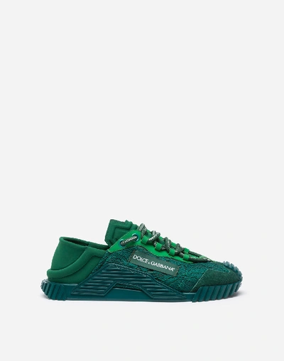 Shop Dolce & Gabbana Ns1 Slip On Sneakers In Mixed Materials In Green