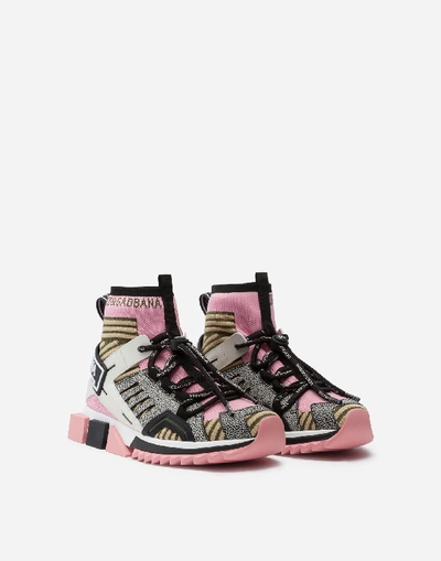 Shop Dolce & Gabbana Sorrento High-top Trekking Sneakers In Multi-colored Mixed Materials