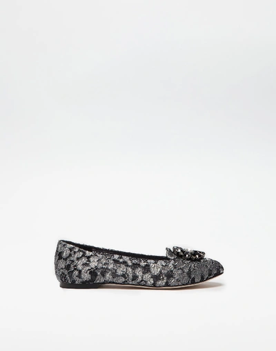 Shop Dolce & Gabbana Slipper In Taormina Lurex Lace With Crystals