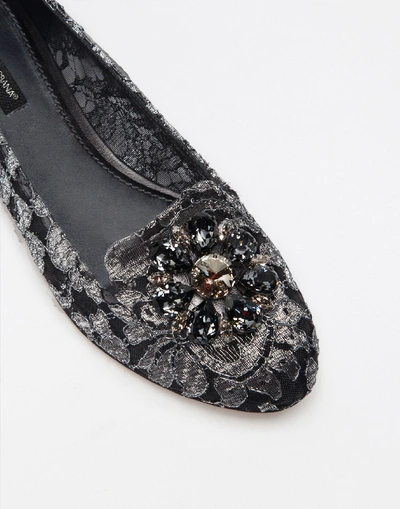 Shop Dolce & Gabbana Slipper In Taormina Lurex Lace With Crystals