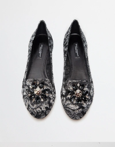 Dolce & Gabbana Slipper In Taormina Lurex Lace With Crystals In 