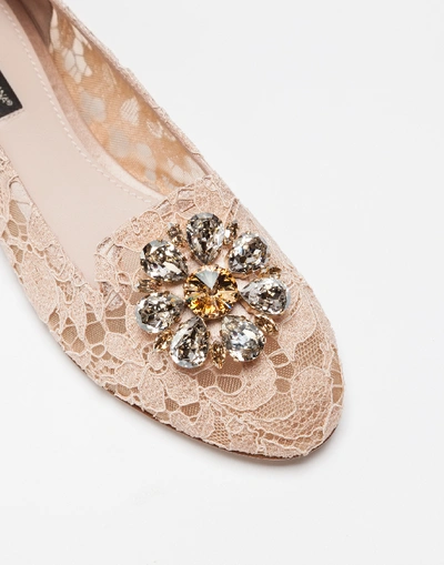 Shop Dolce & Gabbana Slipper In Taormina Lace With Crystals