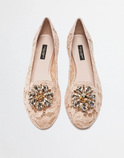 Shop Dolce & Gabbana Slipper In Taormina Lace With Crystals