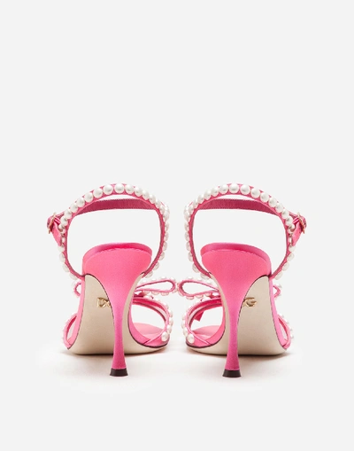 Shop Dolce & Gabbana Satin Sandals With Pearl Application