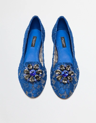 Shop Dolce & Gabbana Slipper In Taormina Lace With Crystals