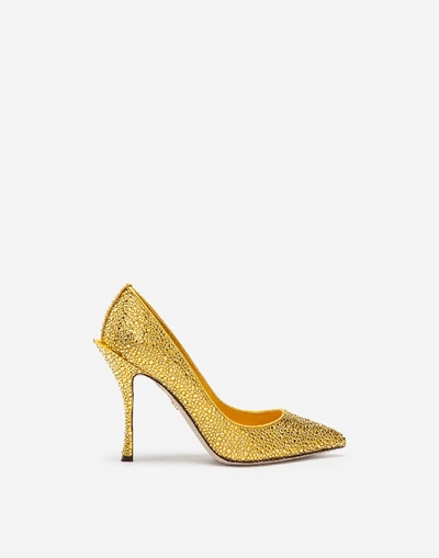Shop Dolce & Gabbana Dolce&gabbana Pumps - Pumps In Satin And Crystal In Yellow