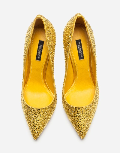Shop Dolce & Gabbana Dolce&gabbana Pumps - Pumps In Satin And Crystal In Yellow