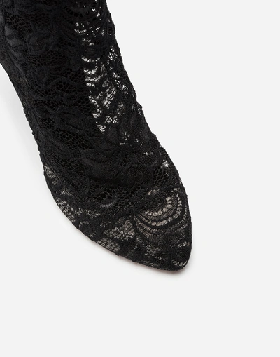 Shop Dolce & Gabbana Boot In Stretch Lace And Gros Grain