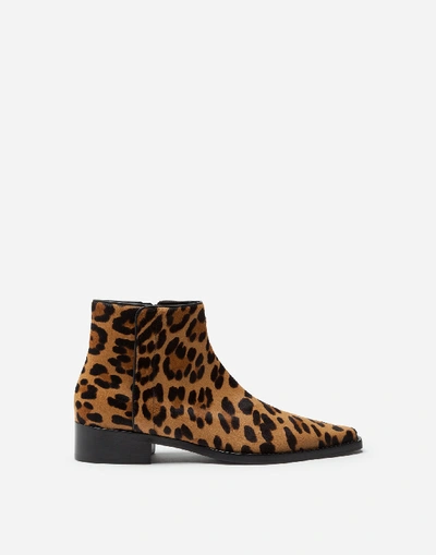 Shop Dolce & Gabbana Leopard-print Pony Hair Ankle Boots