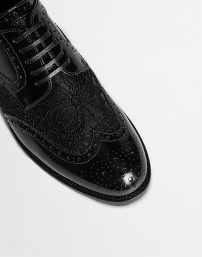 Shop Dolce & Gabbana Dolce&gabbana Flats And Lace Ups - Leather Derby Shoe With Lace Detail In Black