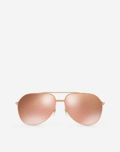 Shop Dolce & Gabbana Gold Edition Sunglasses In Pink Gold