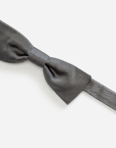 Shop Dolce & Gabbana Silk Bow Tie In Gray
