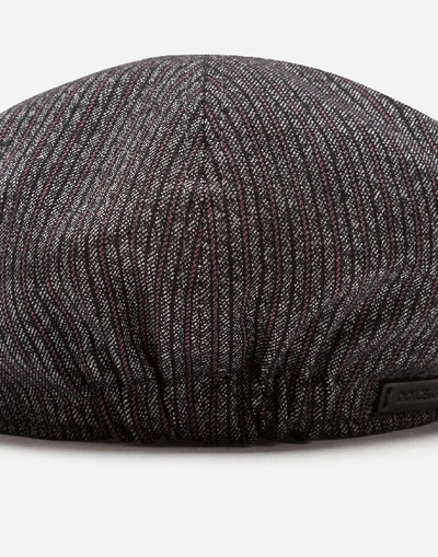 Shop Dolce & Gabbana Flat Cap In Cotton And Stretch Wool In Multicolor