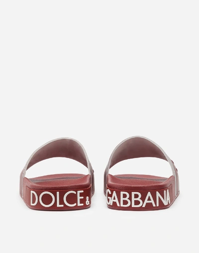 Shop Dolce & Gabbana Dolce&gabbana Milano Slides In Rubber And Calfskin In Red