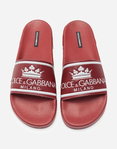 Shop Dolce & Gabbana Dolce&gabbana Milano Slides In Rubber And Calfskin In Red
